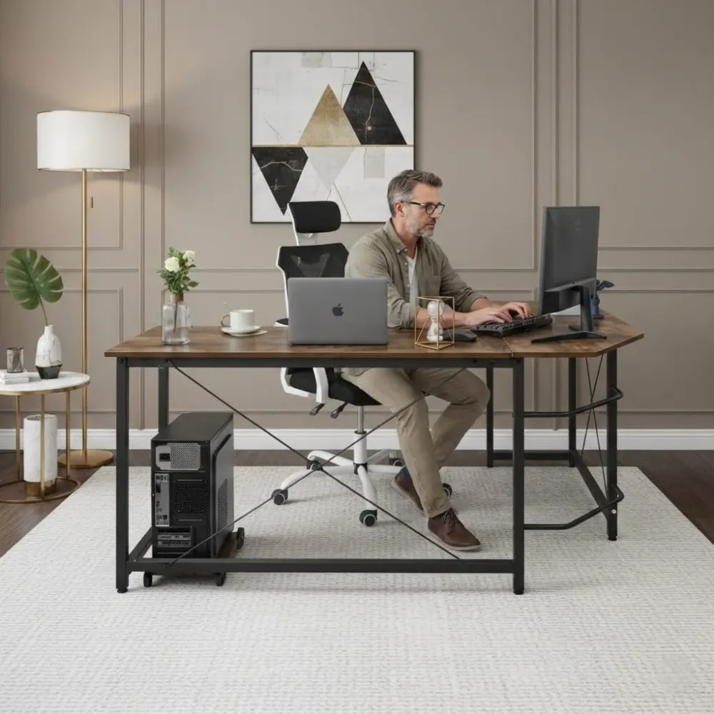 Bureau d'Angle en L 170cm - Station de Travail Gaming et Télétravail BUREAU NOMADE