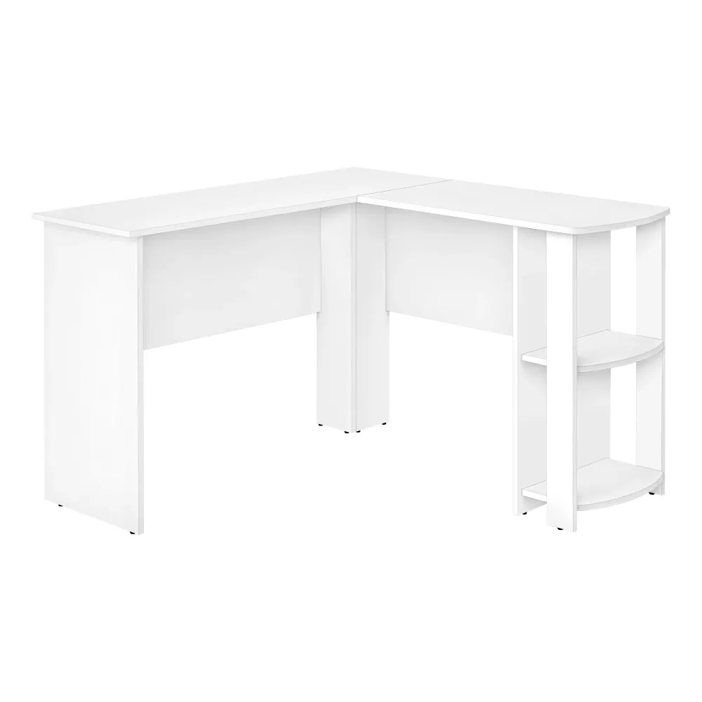BUREAU ORDINATEUR - COIN EN L BLANC / 2 ÉTAGÈRES ( Meuble Mtl )