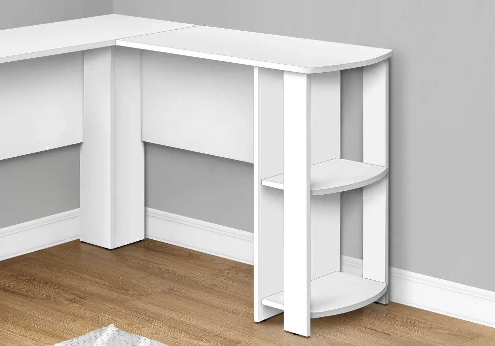BUREAU ORDINATEUR - COIN EN L BLANC / 2 ÉTAGÈRES ( Meuble Mtl )
