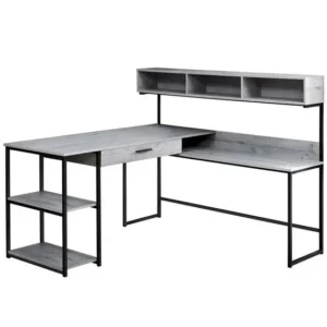BUREAU ORDINATEUR - MONNAIE MÉTAL GRIS / NOIR
