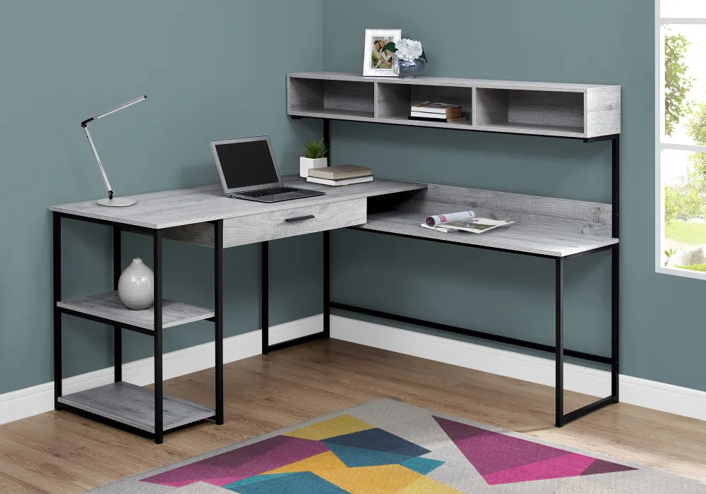 BUREAU ORDINATEUR - MONNAIE MÉTAL GRIS / NOIR