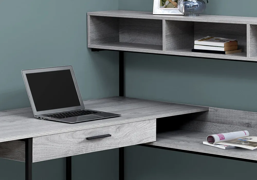 BUREAU ORDINATEUR - MONNAIE MÉTAL GRIS / NOIR
