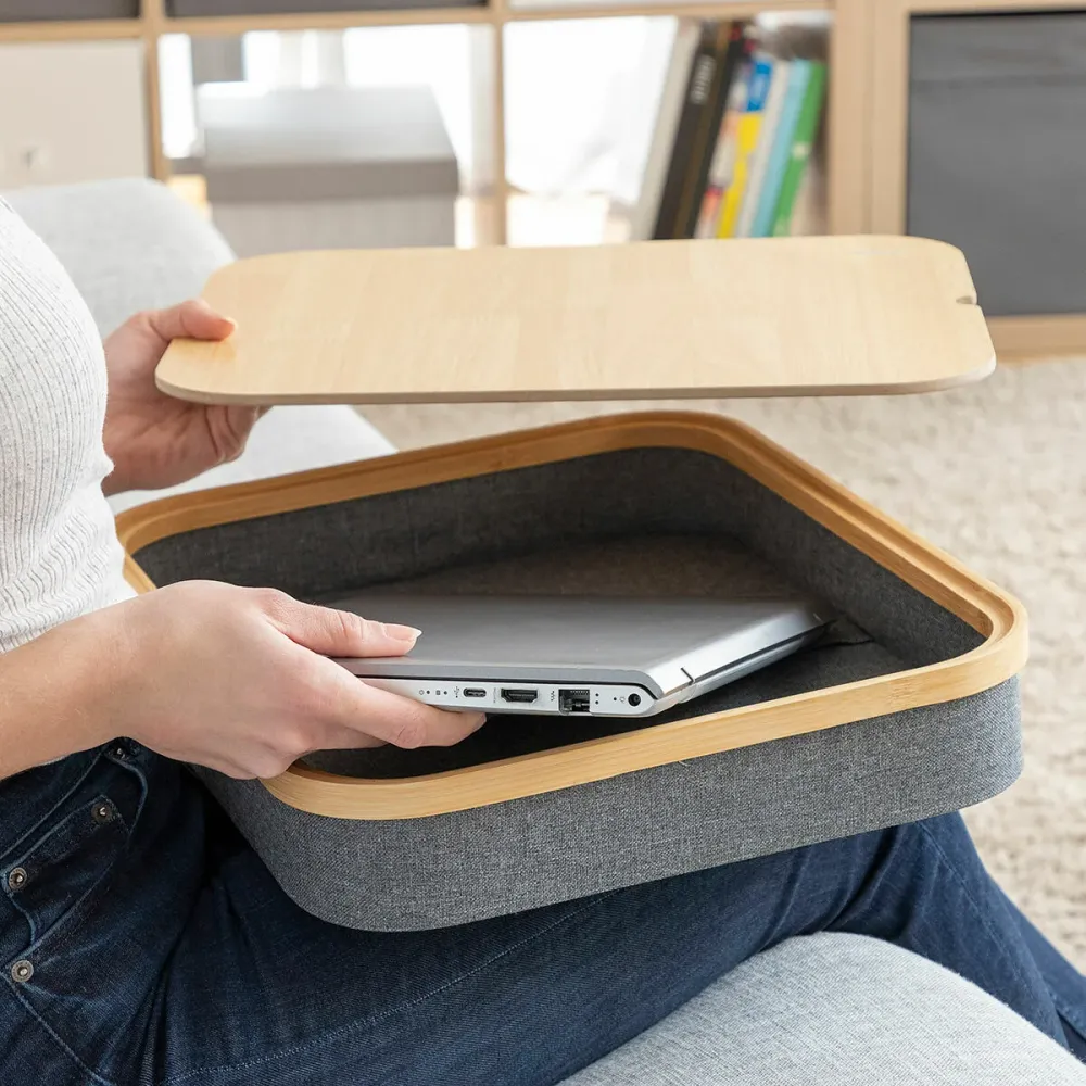 Bureau Portatif avec Plateau de Rangement Larage InnovaGoods Gris (Reconditionné )