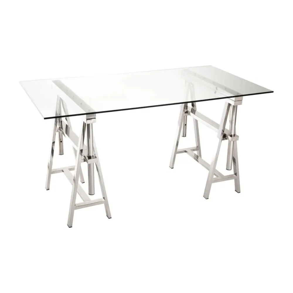 Bureau Réglable Acier Inoxydable Verre | Ulio