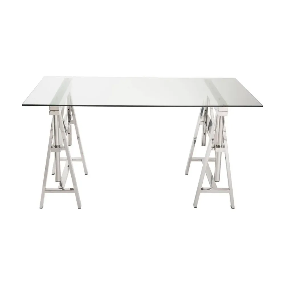 Bureau Réglable Acier Inoxydable Verre | Ulio