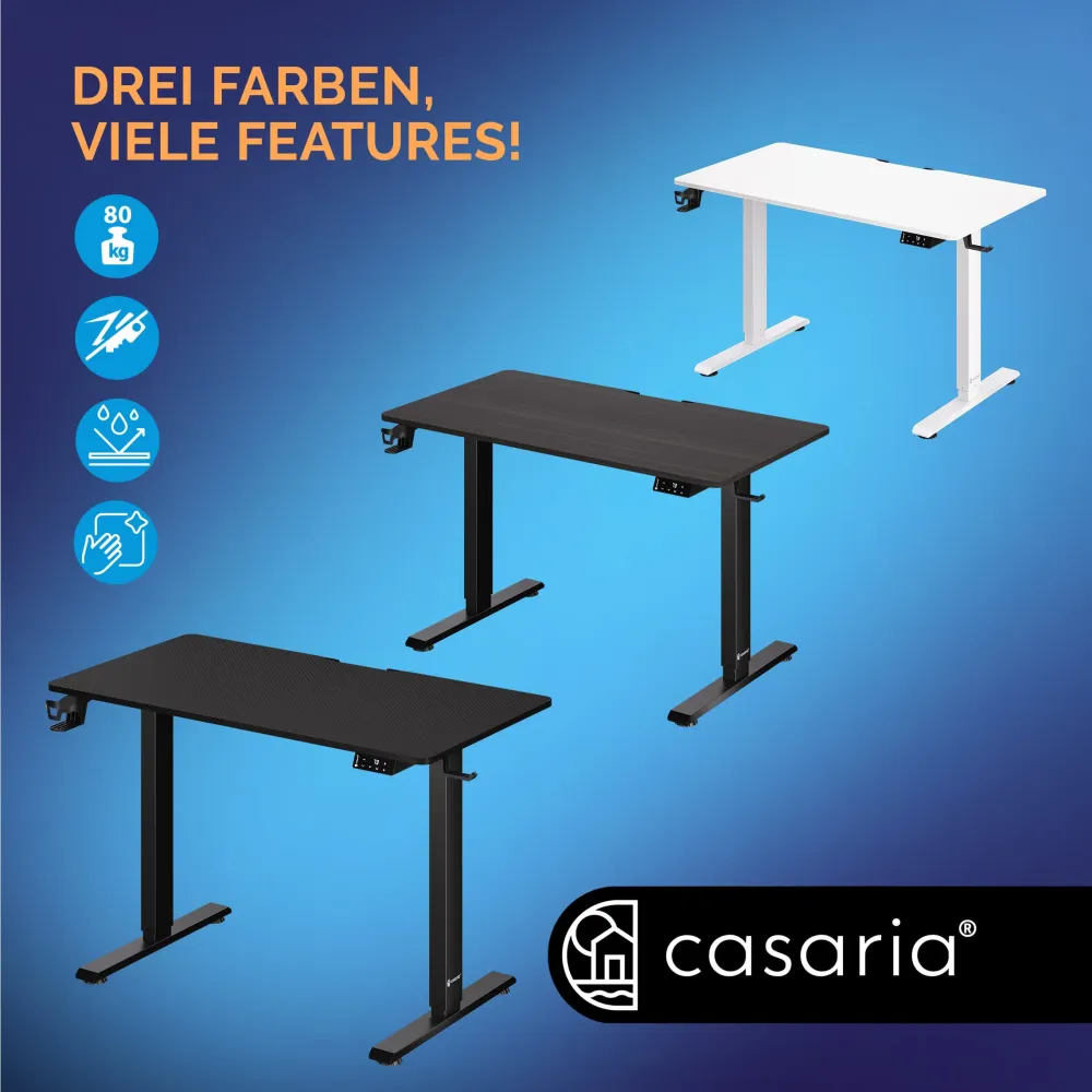Bureau réglable en hauteur blanc - 160x75x73-118cm
