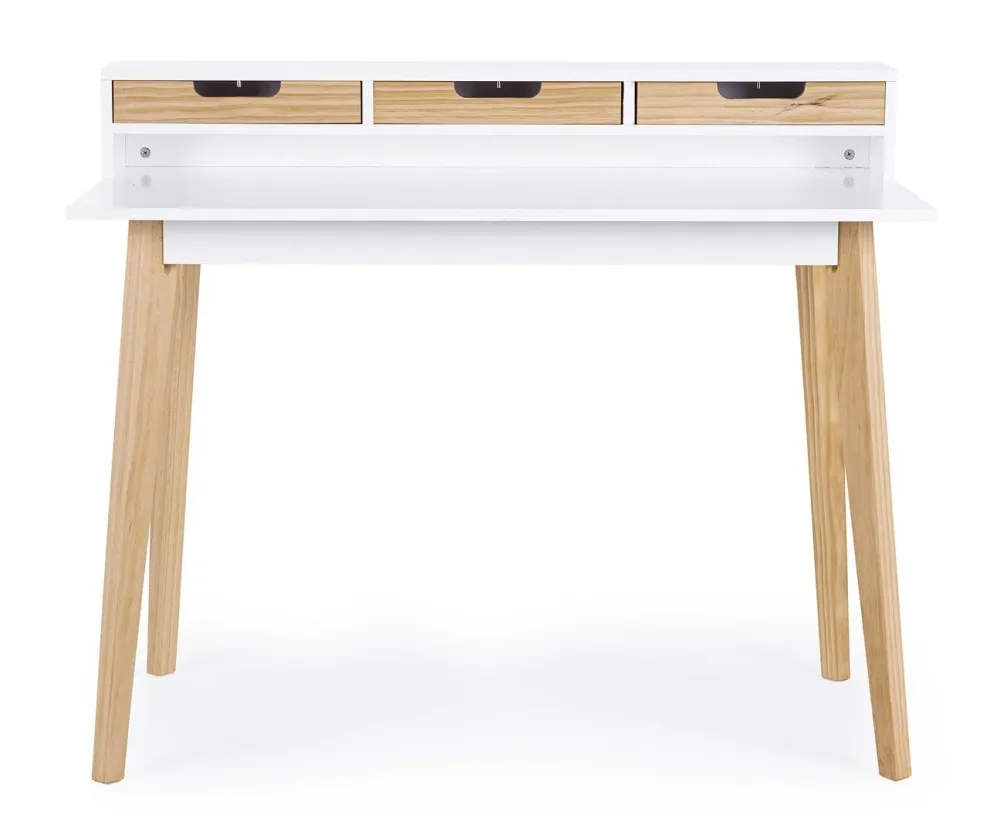 Bureau "Toronto" à 3 tiroirs, pieds en pin, plateau MDF, 110 x 60 cm
