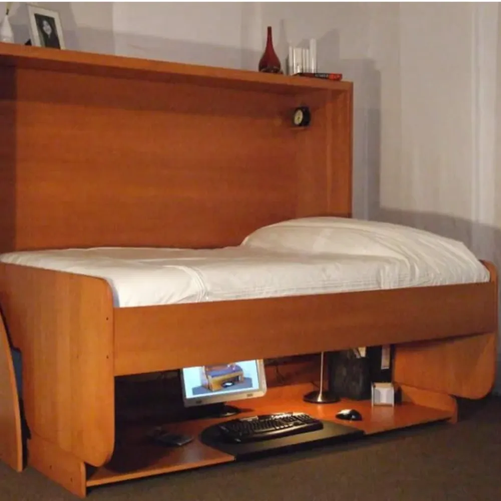 Bureau de transformation horizontale en complet (double) caché - Maple avec finition cerise