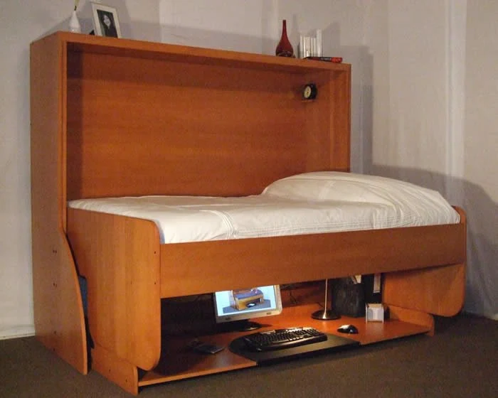 Bureau de transformation horizontale en complet (double) caché - Maple avec finition cerise