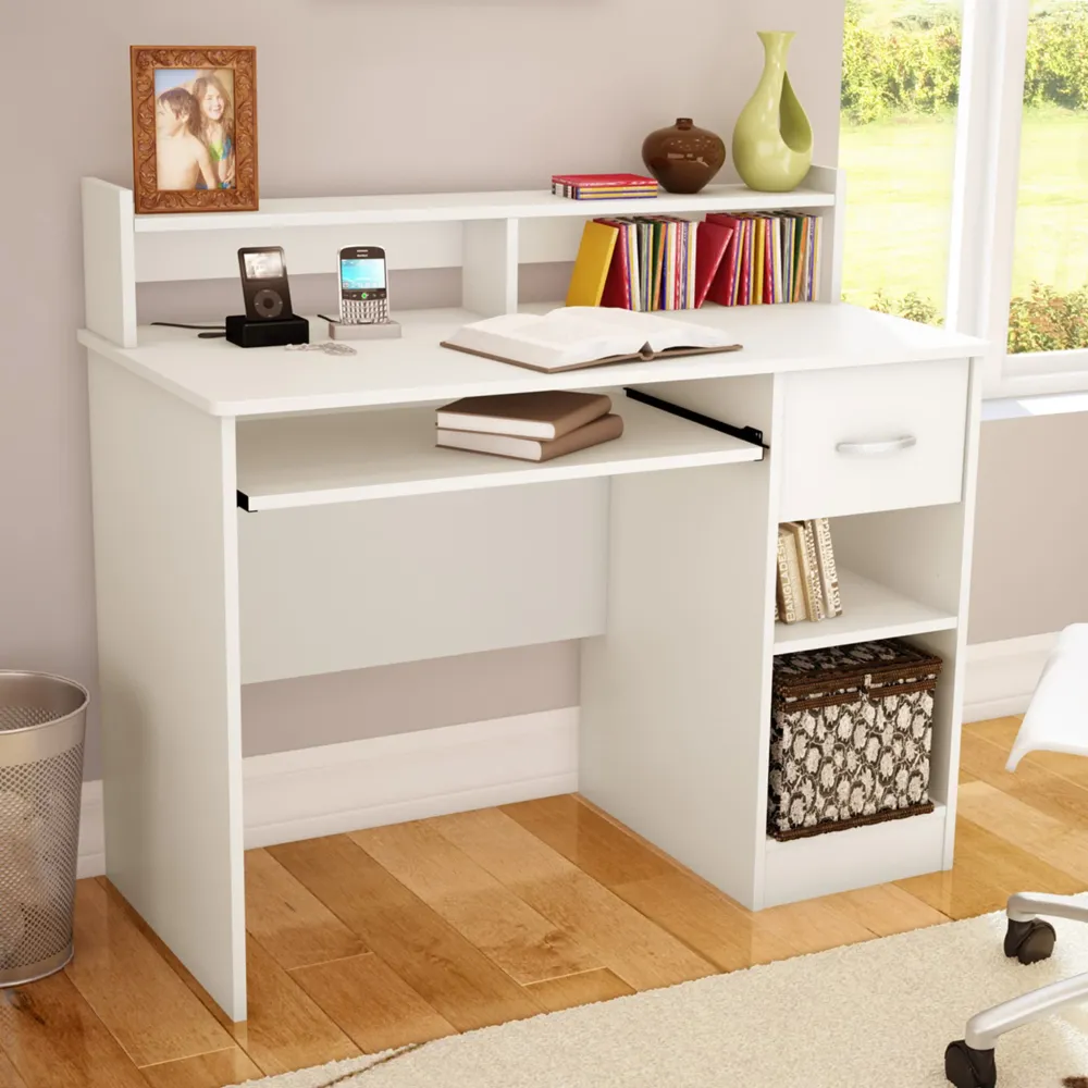 Bureau de Travail avec Support à clavier Axess - Blanc Solide