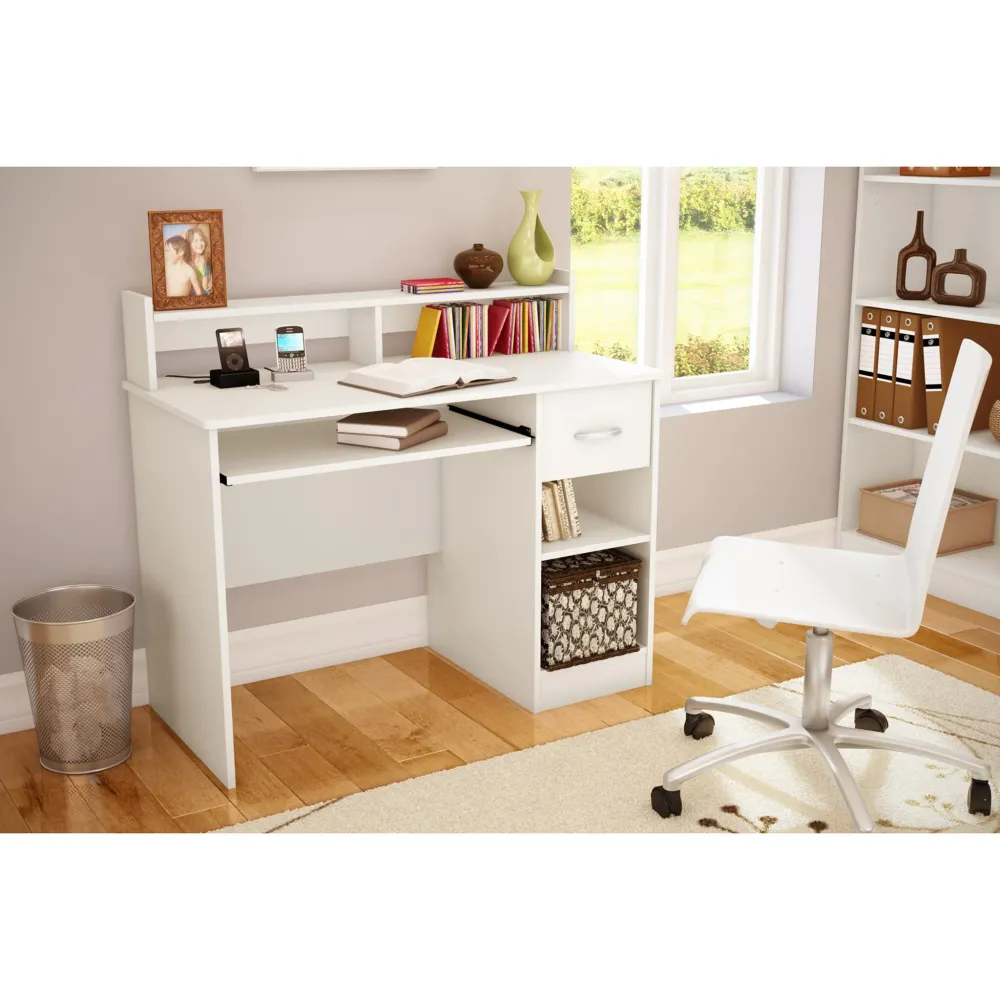 Bureau de Travail avec Support à clavier Axess - Blanc Solide