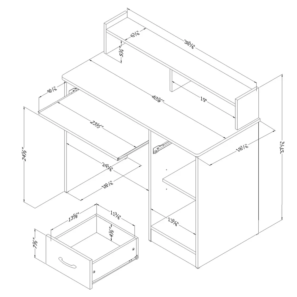 Bureau de Travail avec Support à clavier Axess - Blanc Solide