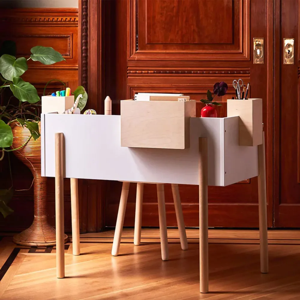 Bureau De Travail Brooklyn - Blanc/ Naturel