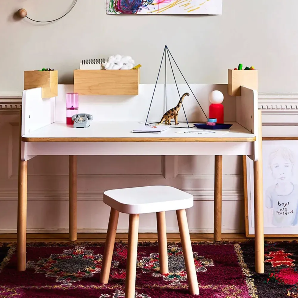 Bureau De Travail Brooklyn - Blanc/ Naturel