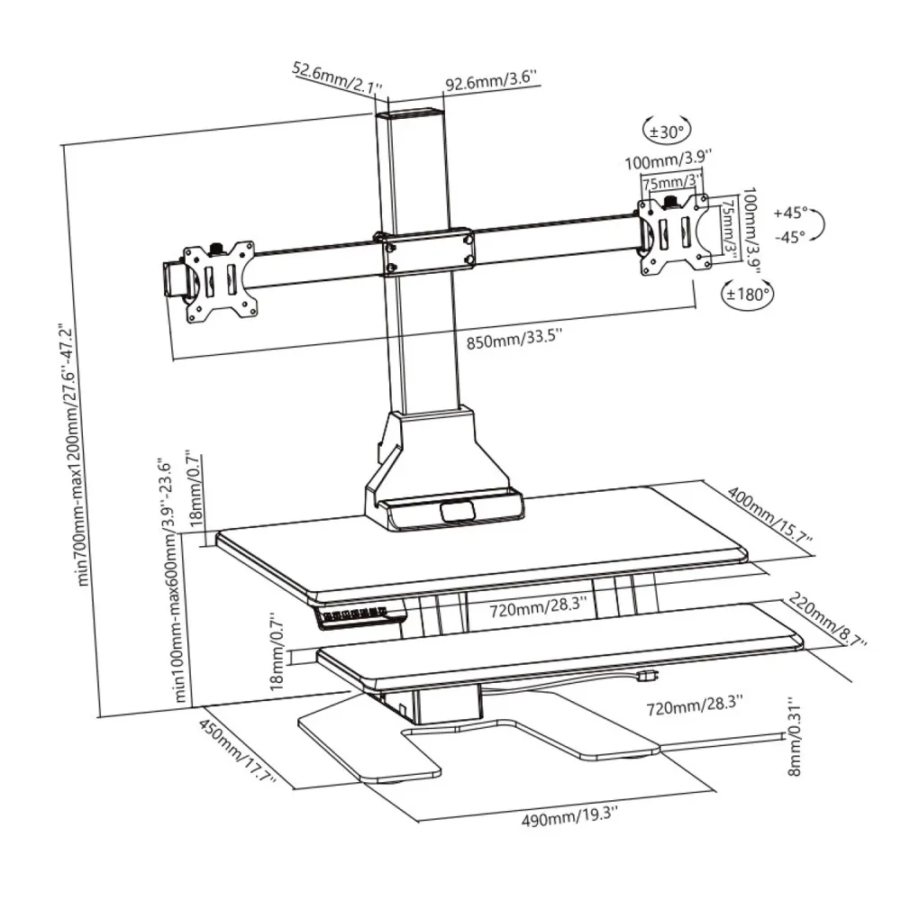 Bureau de travail électrique, hauteur réglable MC-796