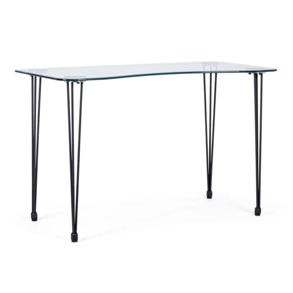 Bureau en verre et acier noir Doron Black