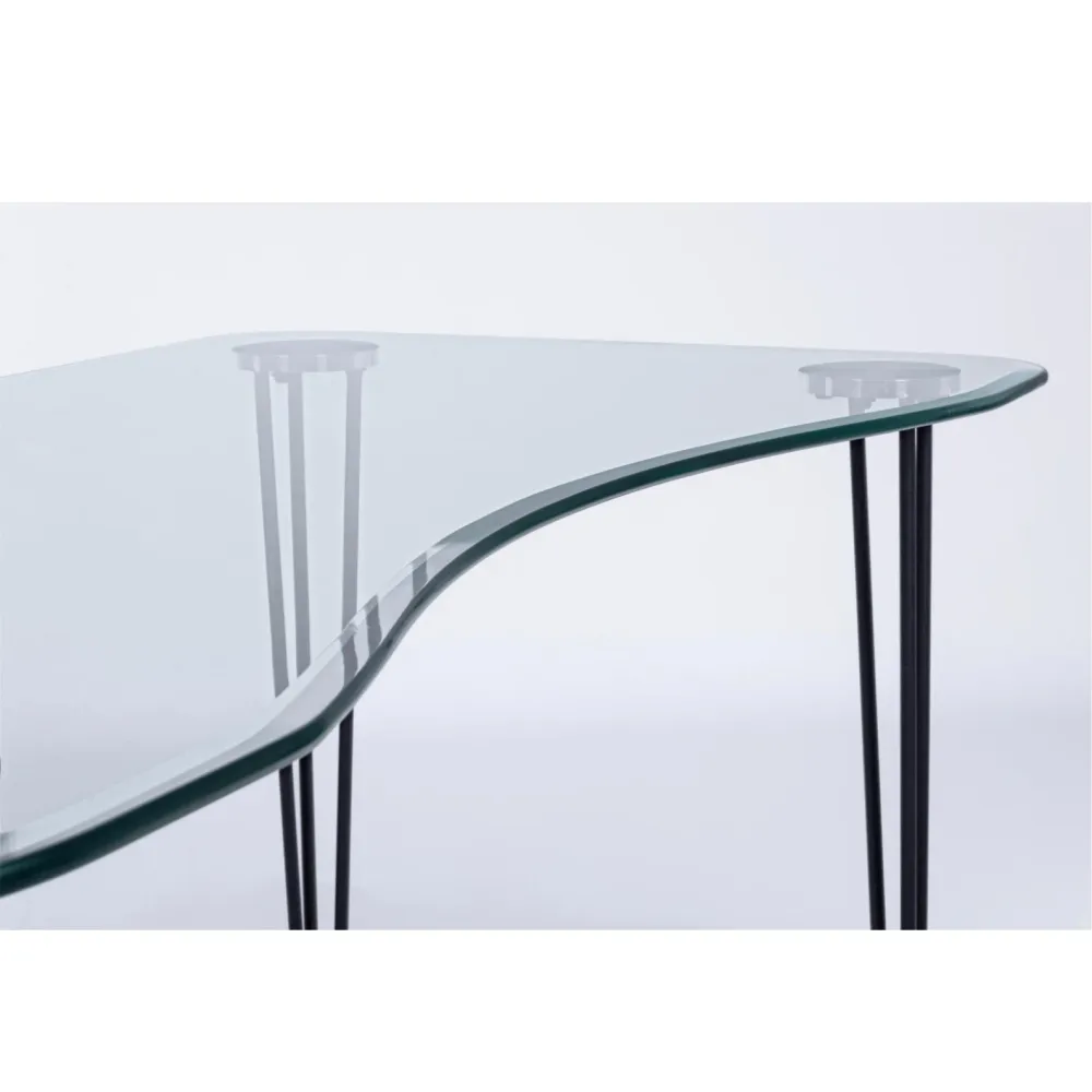 Bureau en verre et acier noir Doron Black