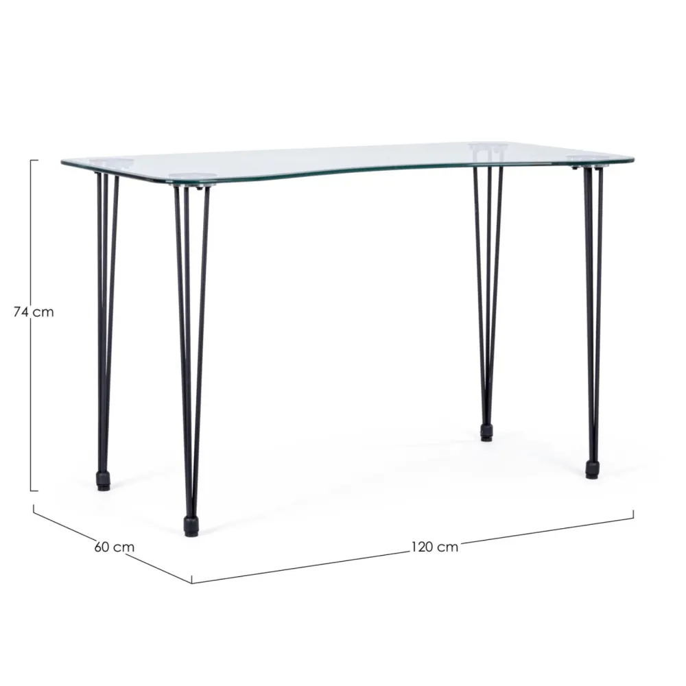 Bureau en verre et acier noir Doron Black