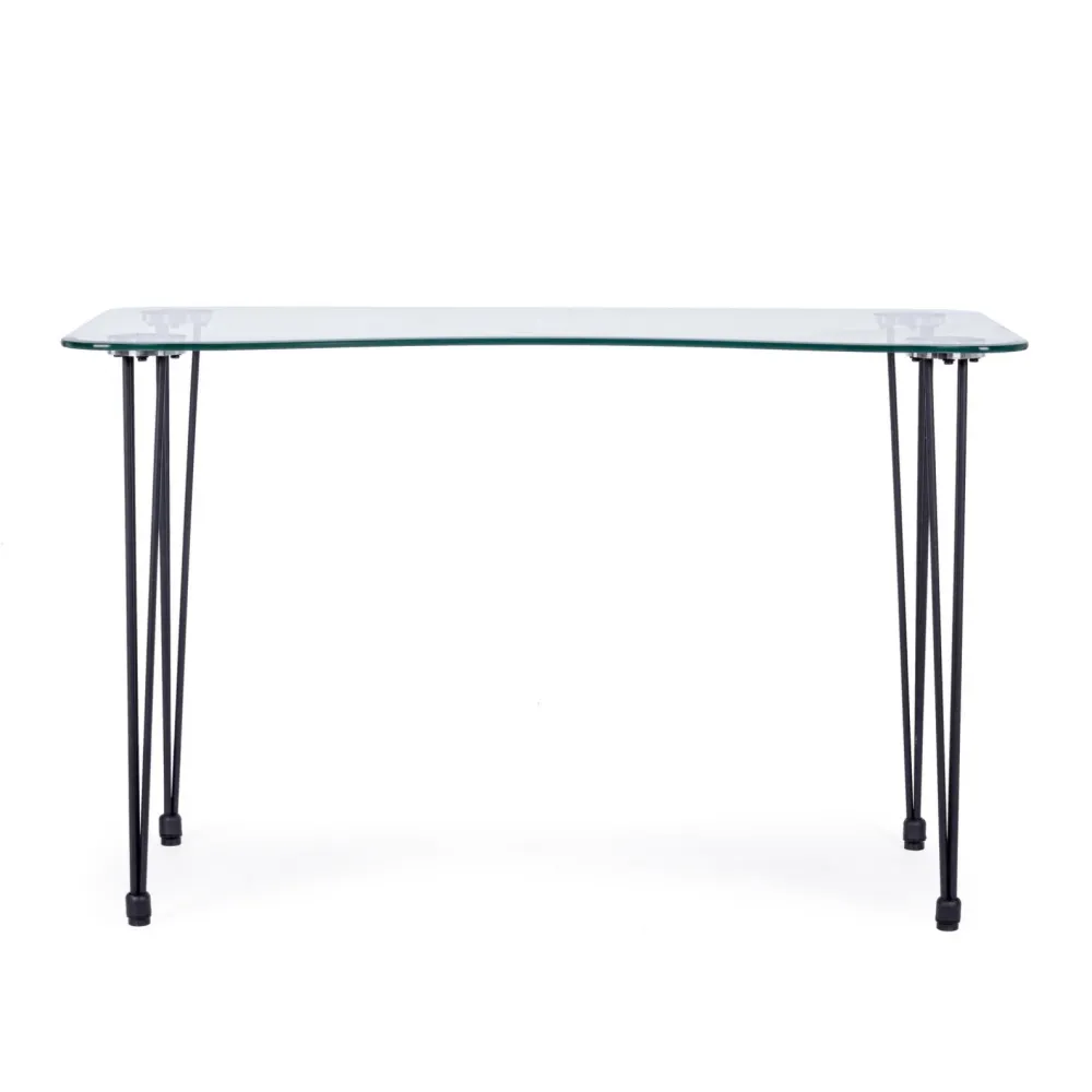 Bureau en verre et acier noir Doron Black