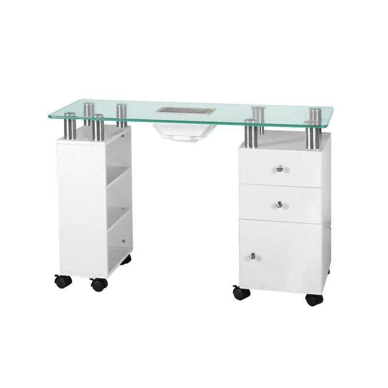 Bureau en verre avec absorbeur 013b, blanc