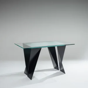 BUREAU EN VERRE ET MÉTAL, DANEY & BAUER, TEBONG, 1980s