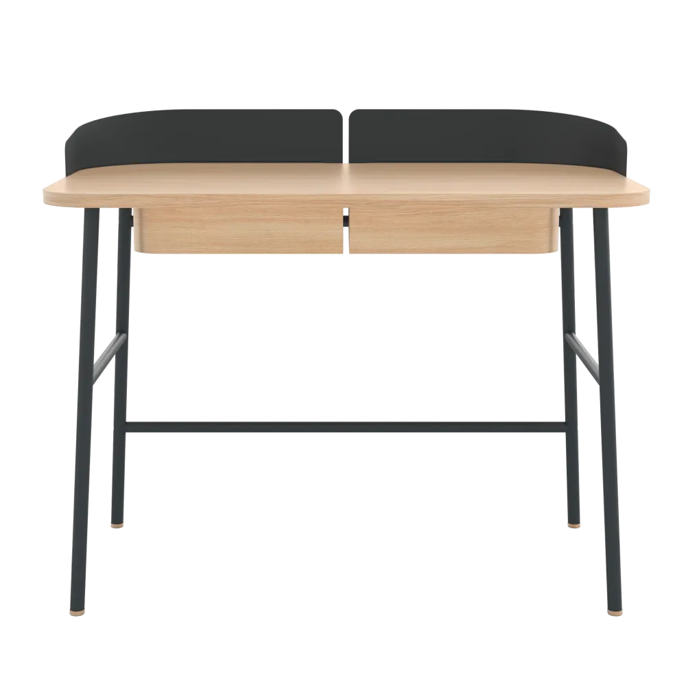 Bureau Victor, chêne naturel, métal gris ardoise mat