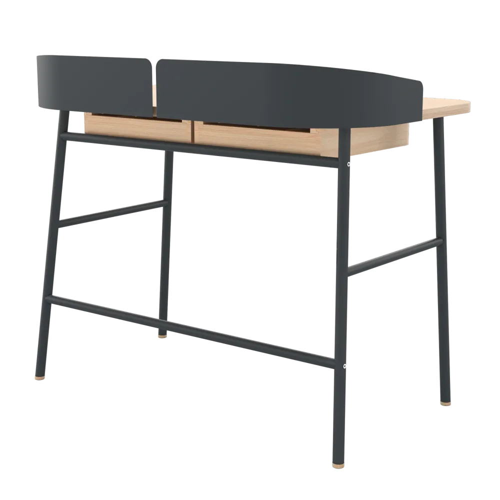 Bureau Victor, chêne naturel, métal gris ardoise mat
