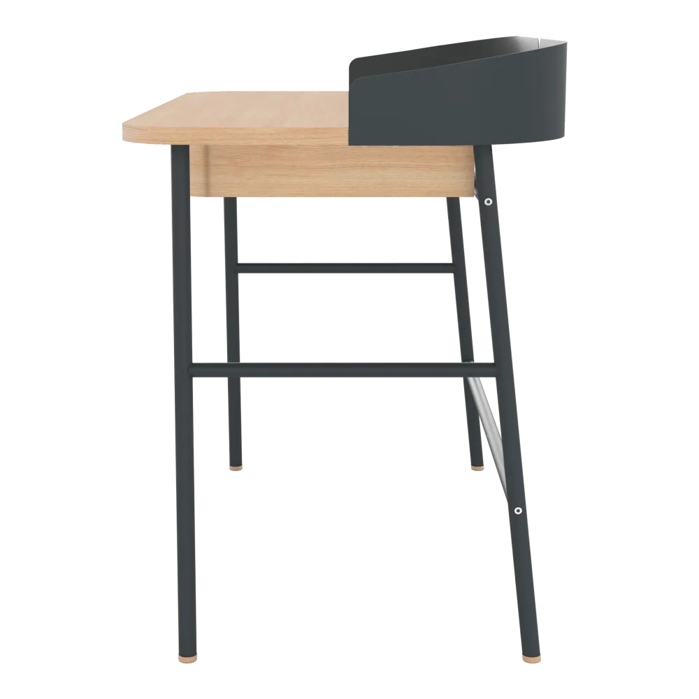 Bureau Victor, chêne naturel, métal gris ardoise mat