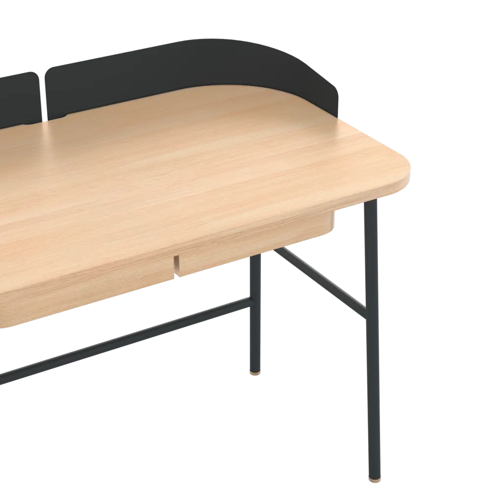 Bureau Victor, chêne naturel, métal gris ardoise mat