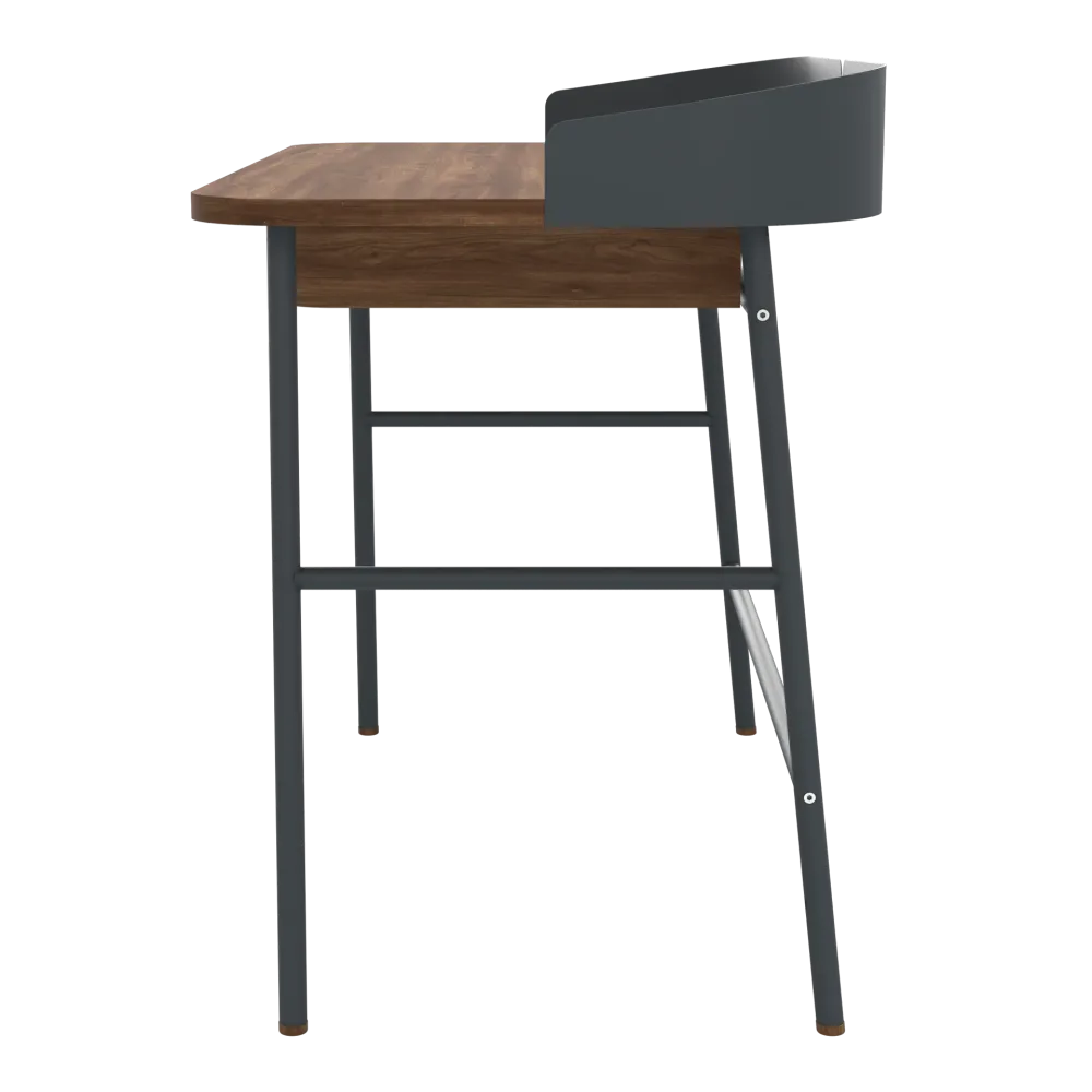 Bureau Victor, noyer, métal gris ardoise mat