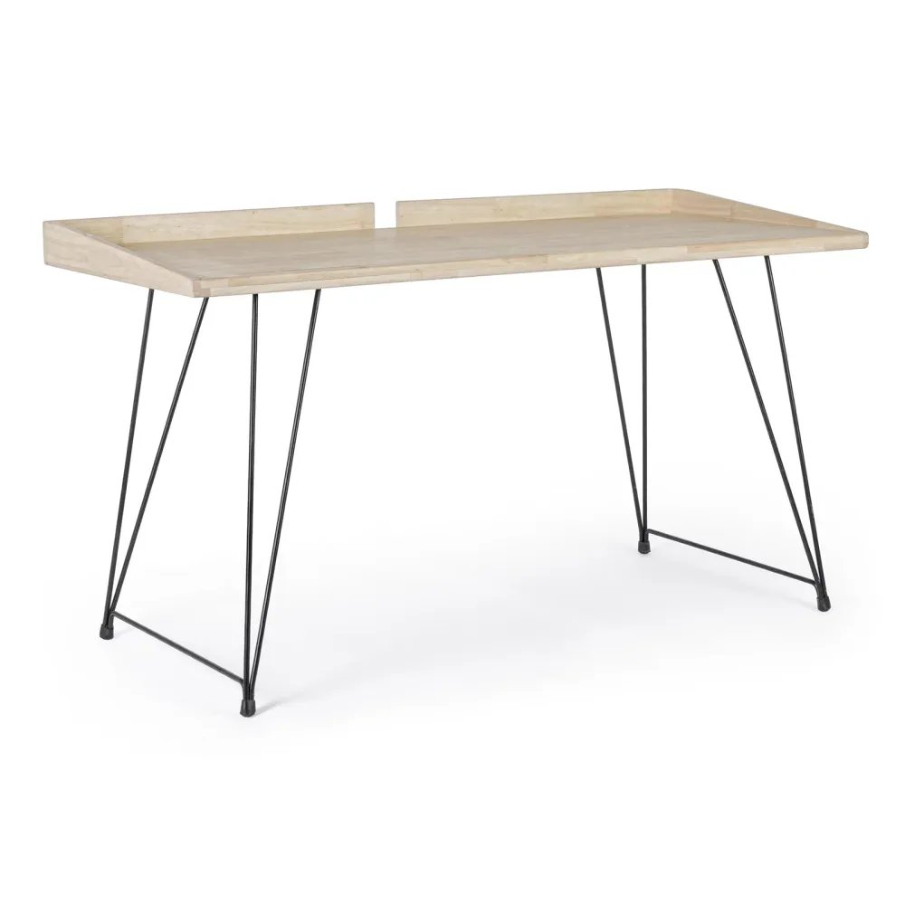Bureau PC vintage bureau et chambre "District" en bois naturel 142 cm