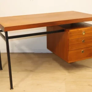 Bureau vintage en teck & métal – années 60