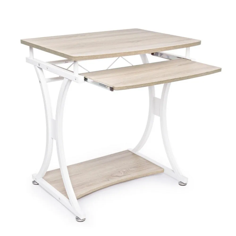 Bureau "Violet" pour PC avec plateaux en MDF, structure en acier peint, support clavier, 70 x 55 cm
