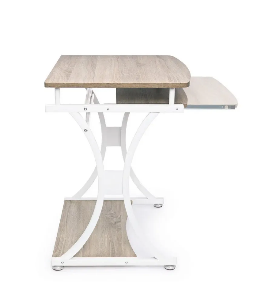 Bureau "Violet" pour PC avec plateaux en MDF, structure en acier peint, support clavier, 70 x 55 cm