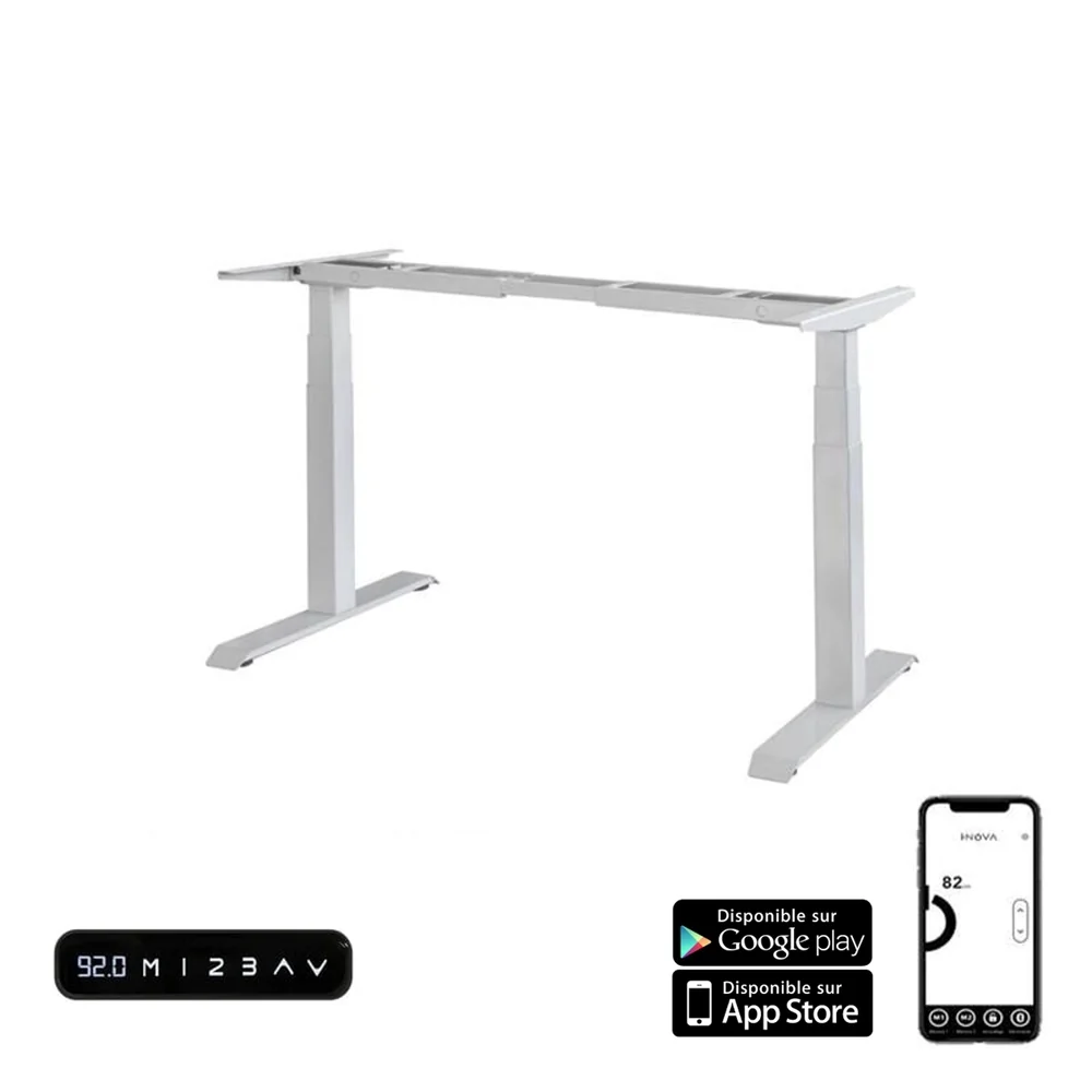 Cadre Bureau Assis Debout électrique <br> iDesk Grigio | App-Connect