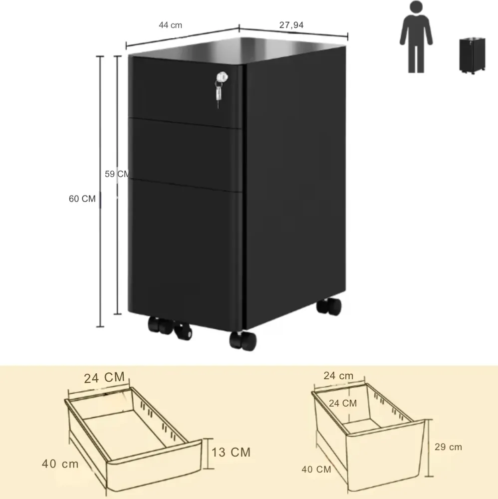 Caisson de bureau noir