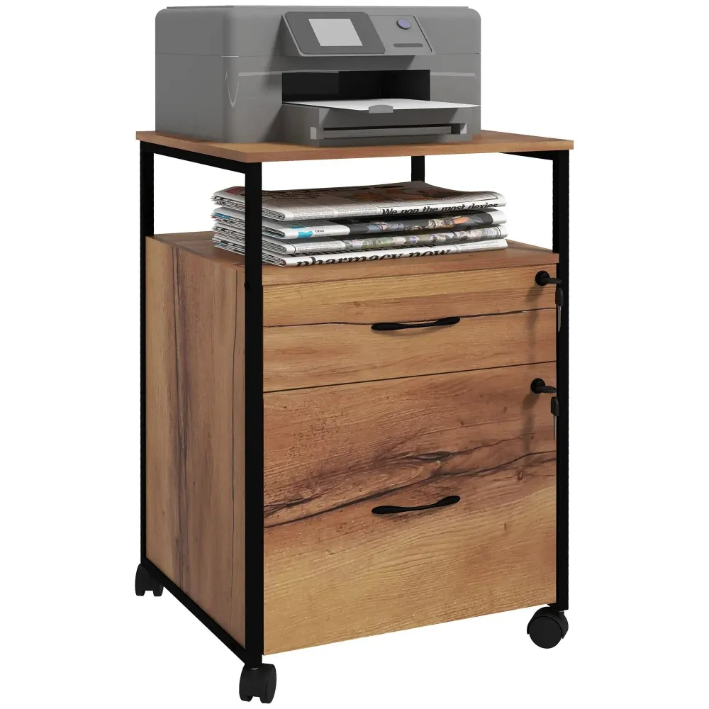 Caisson bureau à tiroirs en bois
