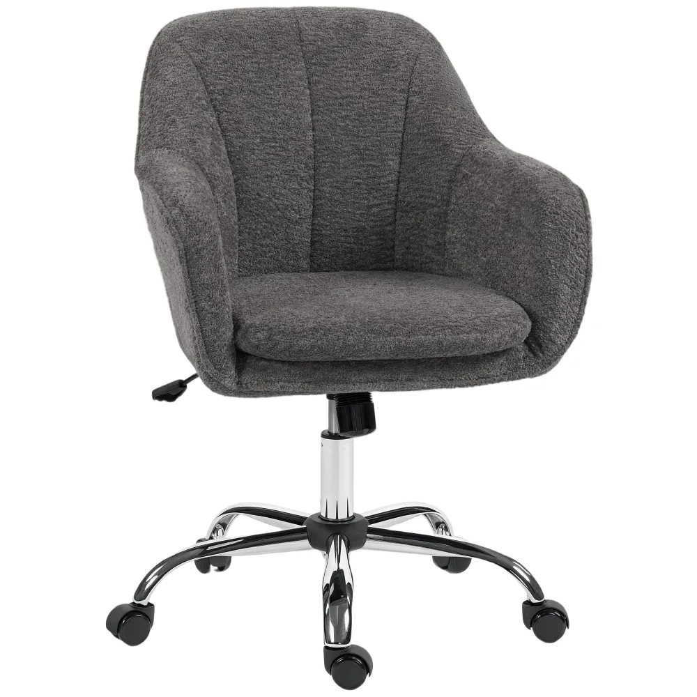 Chaise bureau ergonomique en flanelle neige, fauteuil pivotante, chaise coiffeuse avec hauteur réglable, dossier incurvé e...