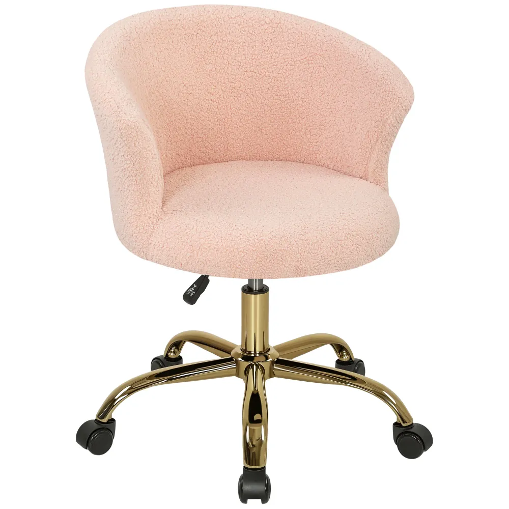 Chaise bureau ergonomique en polaire Teddy, chaise coiffeuse, fauteuil pivotante avec hauteur réglable, assise rembourrée...