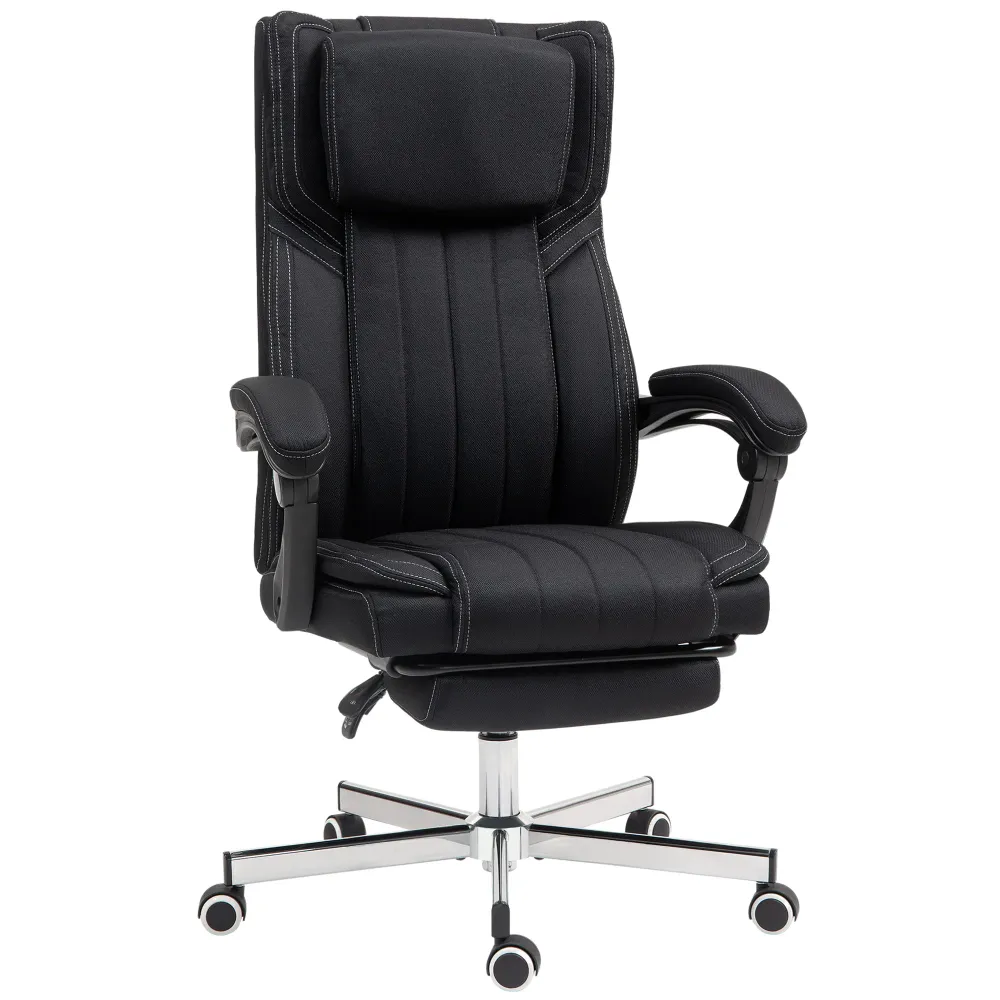 Chaise bureau fauteuil de bureau chaise ergonomique hauteur réglable dossier inclinable accoudoirs repose-pieds et appui-t...