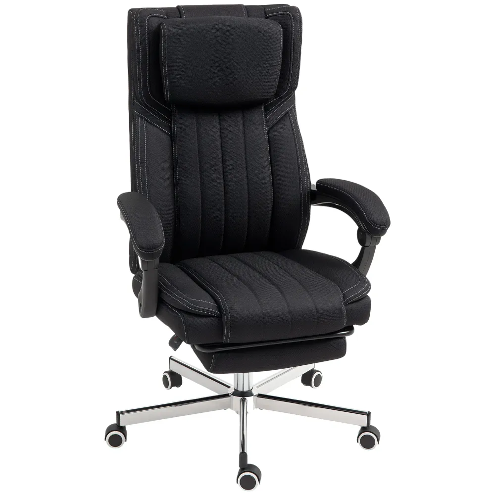 Chaise bureau fauteuil de bureau chaise ergonomique hauteur réglable dossier inclinable accoudoirs repose-pieds et appui-t...