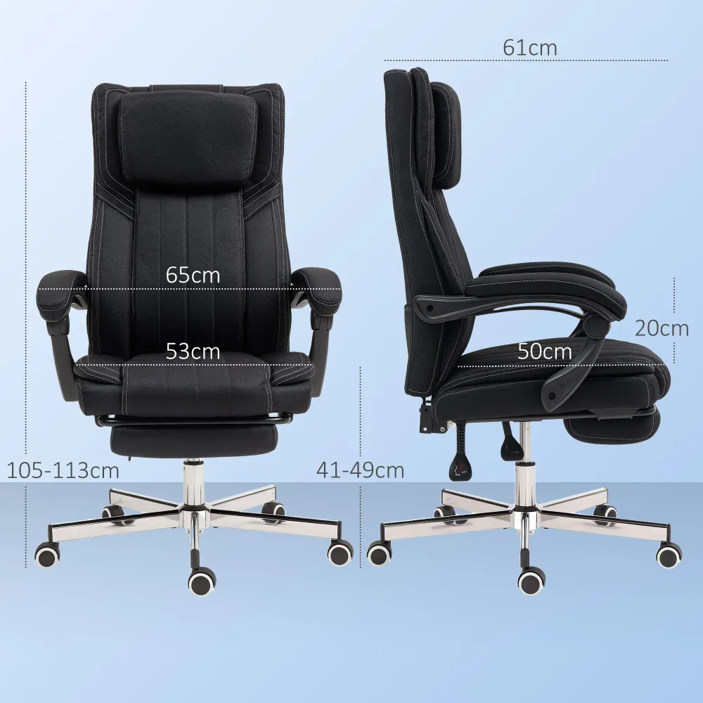 Chaise bureau fauteuil de bureau chaise ergonomique hauteur réglable dossier inclinable accoudoirs repose-pieds et appui-t...