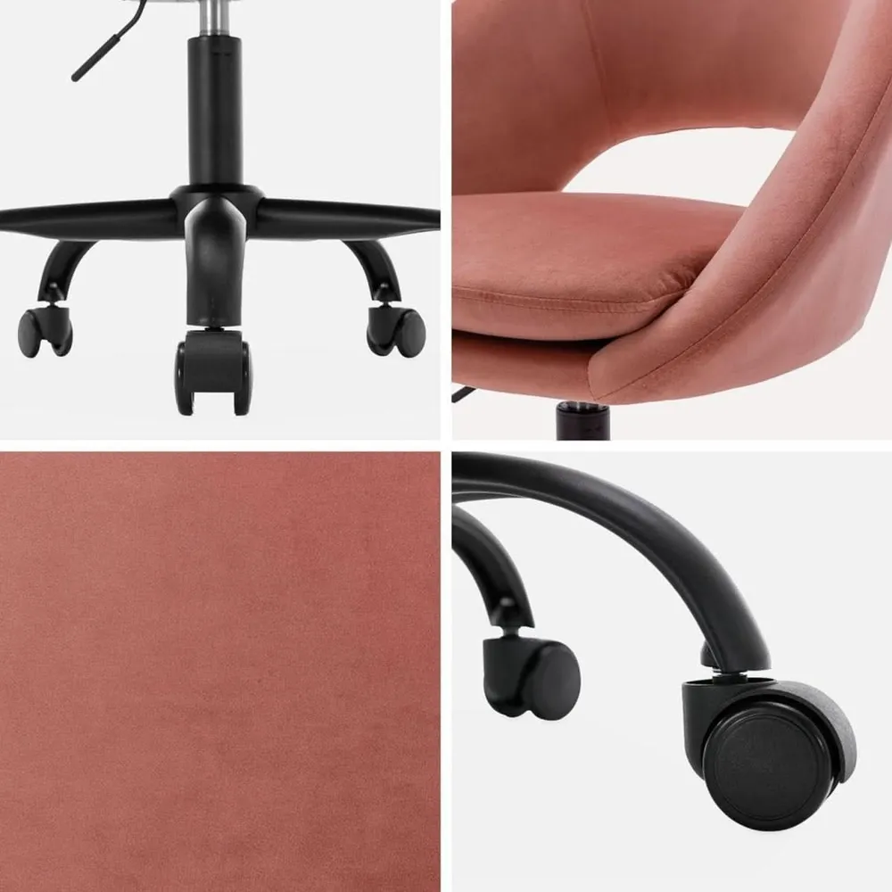 Chaise Bureau Velours Rose | Ivoire