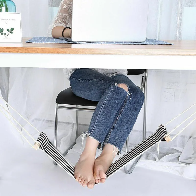 Hamac de Pieds de Bureau Bleu ciaovie