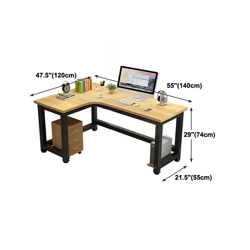 Accueil Bureau d'angle contemporain Bureau en bois manufacturé avec base en forme de H Clearhalo