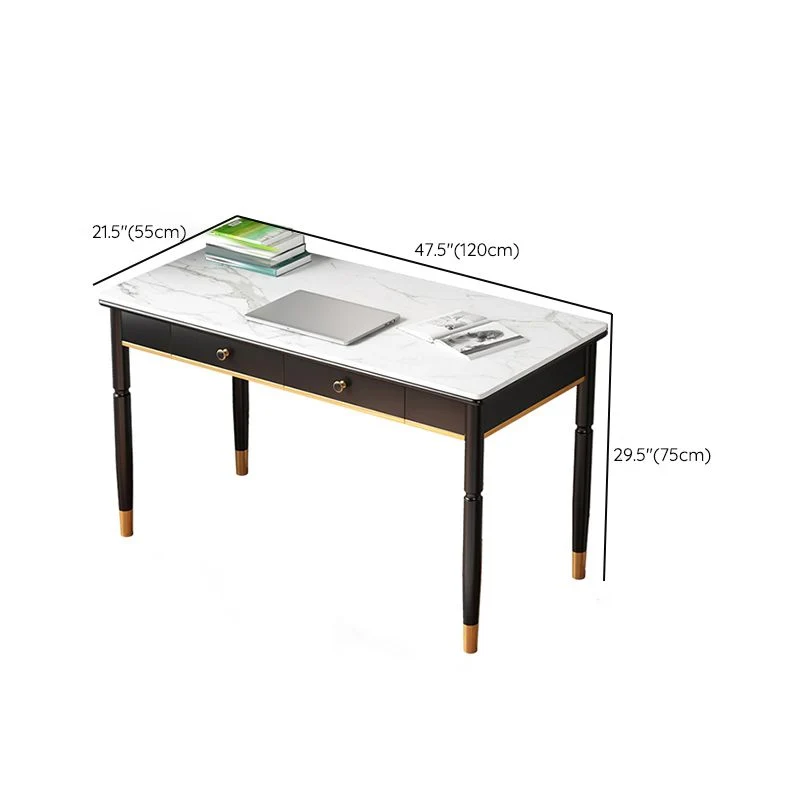 Accueil Bureau d'écriture Glam Stone Bureau rectangulaire avec tiroirs Clearhalo