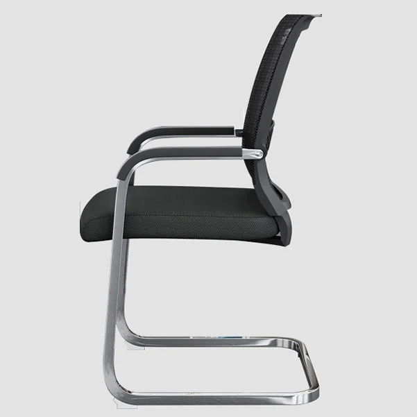 Acier aucune chaise de bureau de roues fixe la chaise de bureau noire moderne de bras Clearhalo