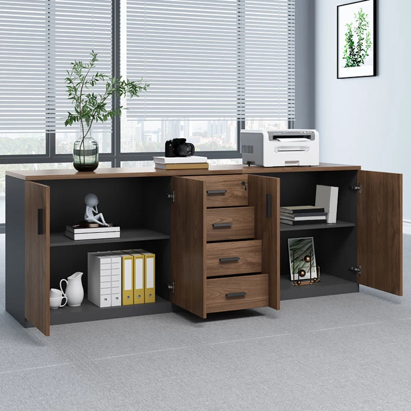 Armoire en bois moderne avec serrure et classeur latéral de rangement Clearhalo