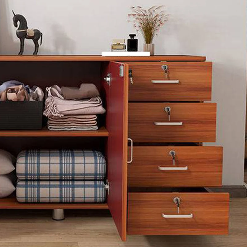 Armoire en bois de style nordique avec serrure et classeur latéral de rangement Clearhalo