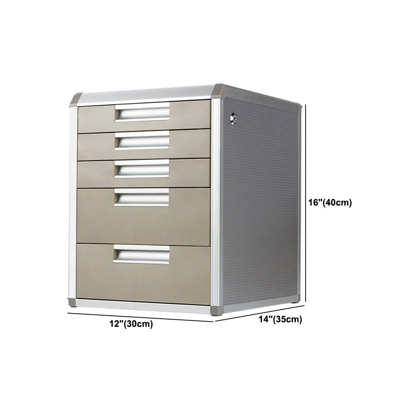 Armoire latérale moderne en métal, classeur à tiroirs argentés pour la maison ou le bureau Clearhalo
